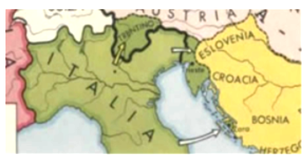 Mapa del Tirol y Gorizia tras la Primera Guerra Mundial
